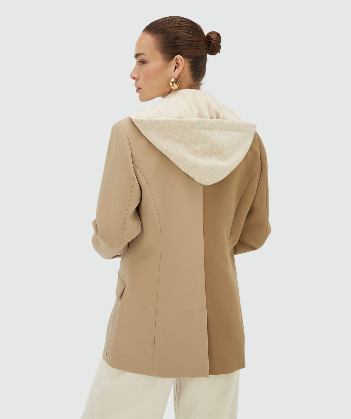 SUUS HOODIE oversized two-tone blazer - khaki light camel