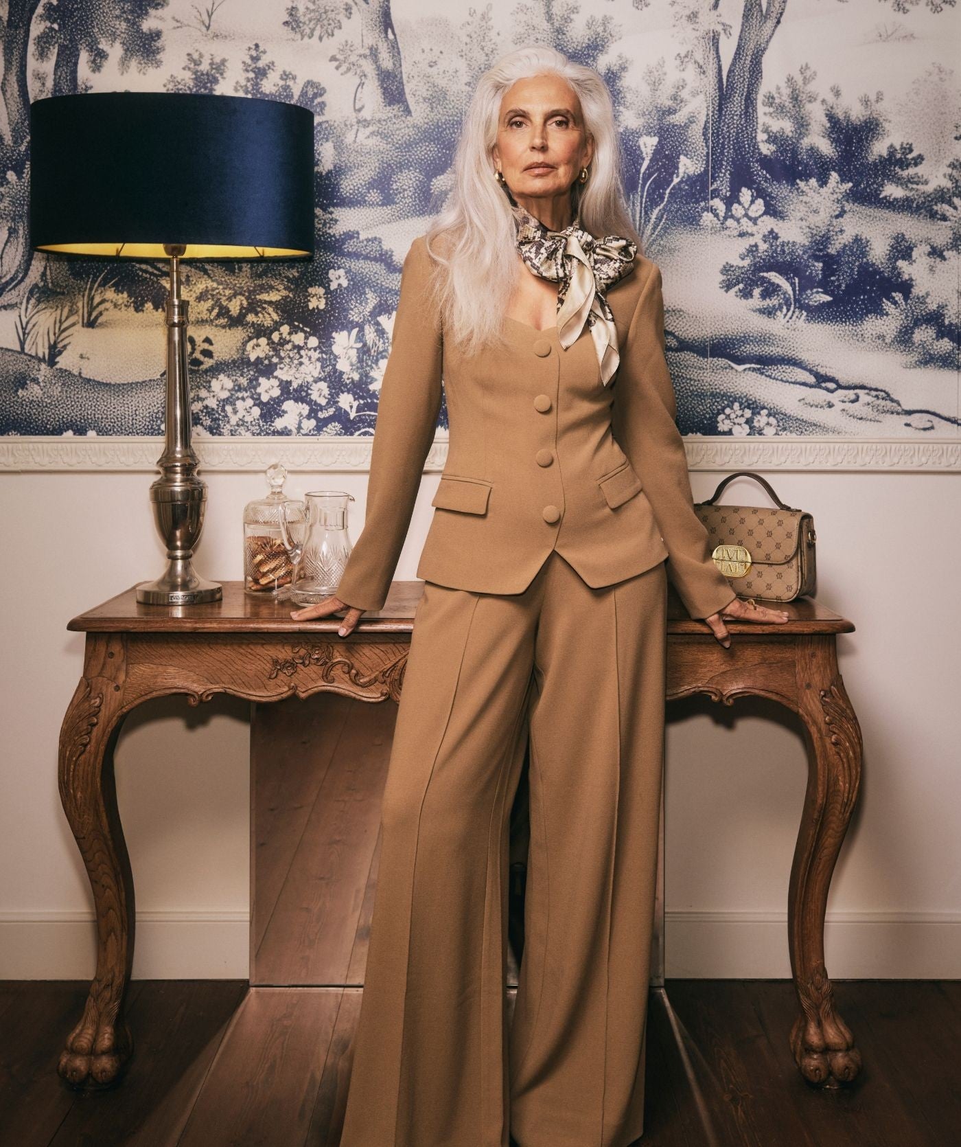 NELLIE high waisted wide leg pantalon - khaki