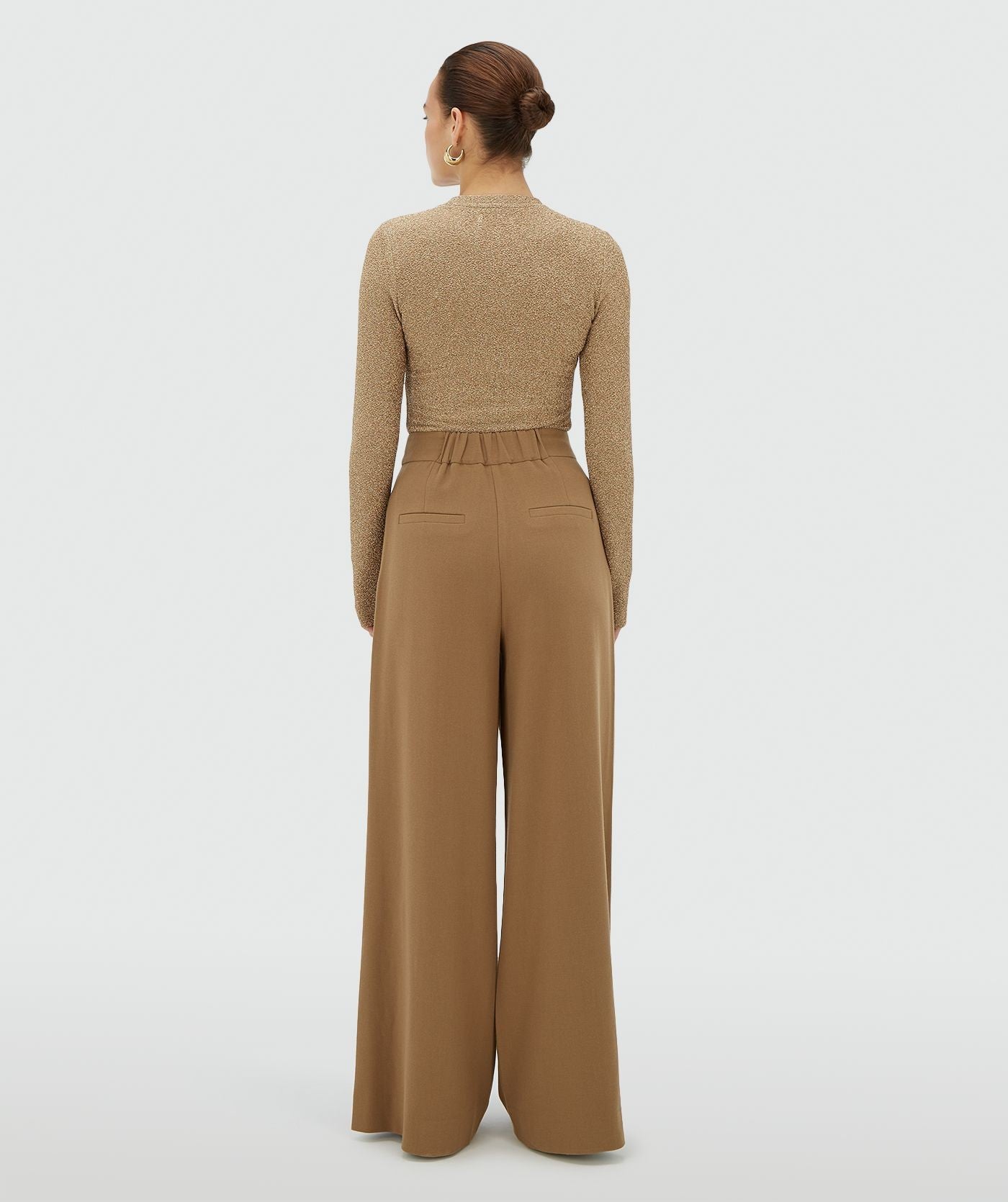 NELLIE high waisted wide leg pantalon - khaki