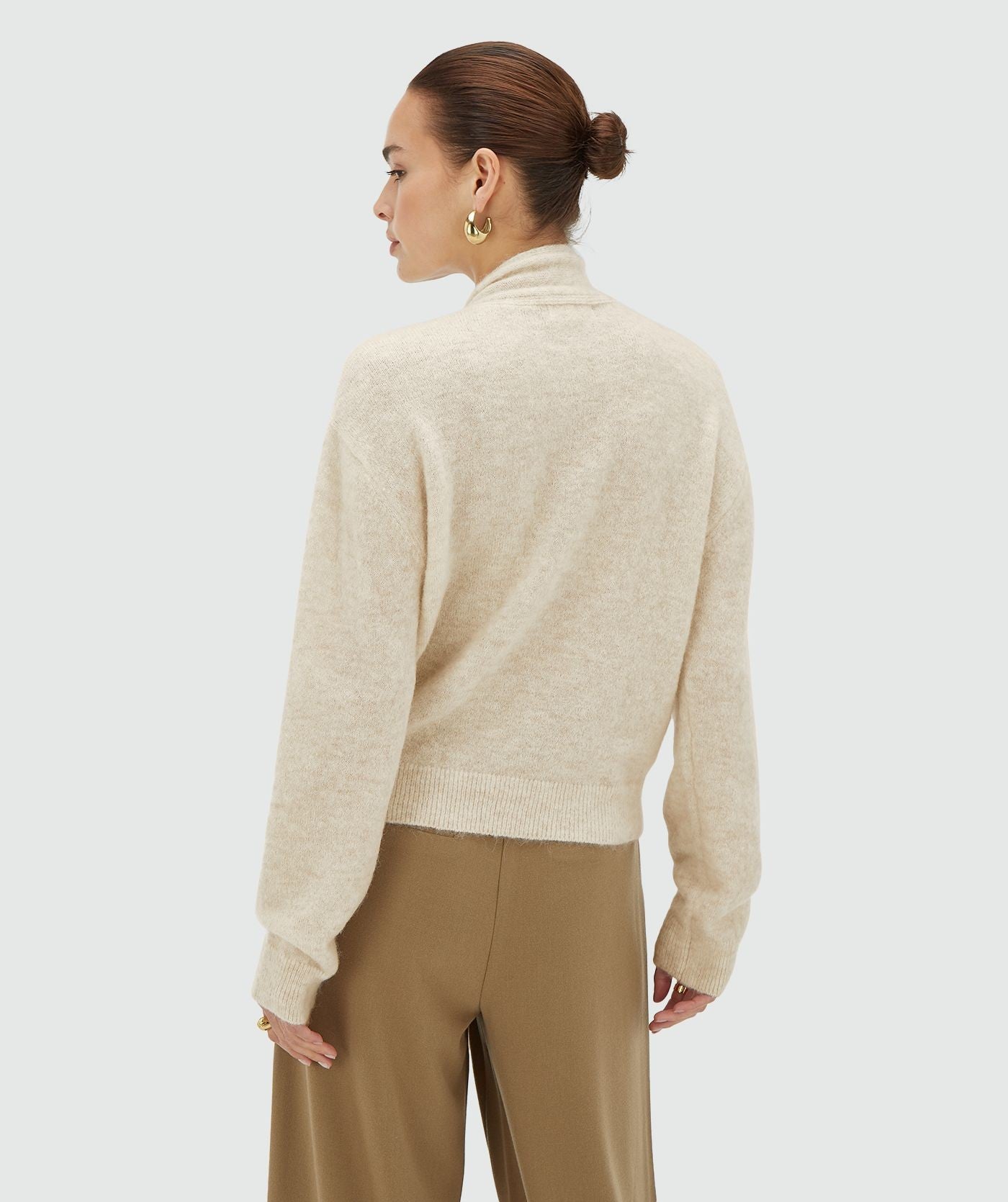 PEMMA regular fit trui met merinowol - ecru melange