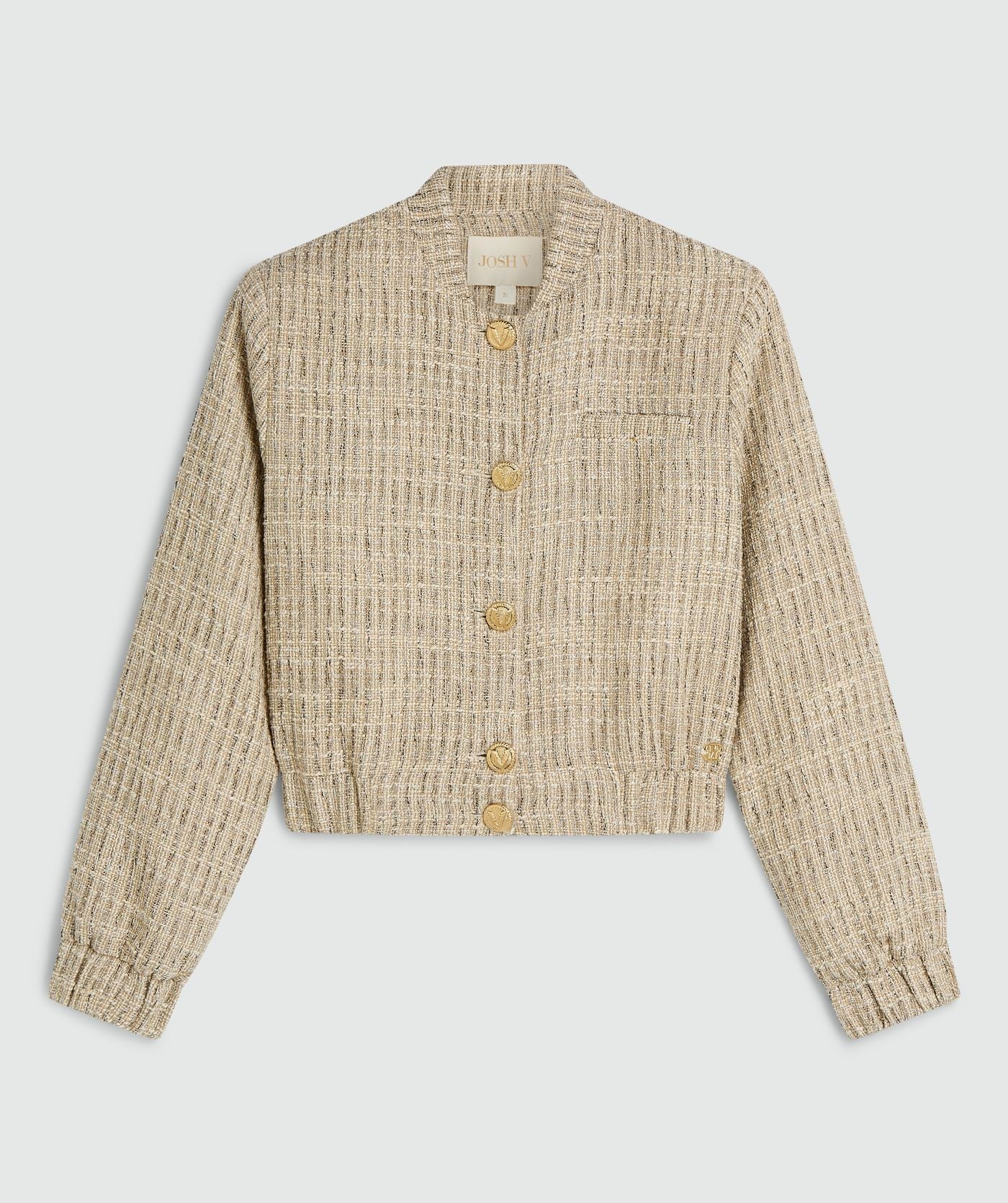 JUNIA regular bomber jacket met lurex - light ecru