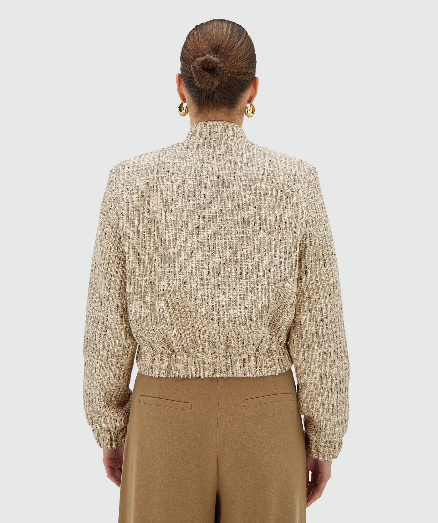 JUNIA regular bomber jacket met lurex - light ecru