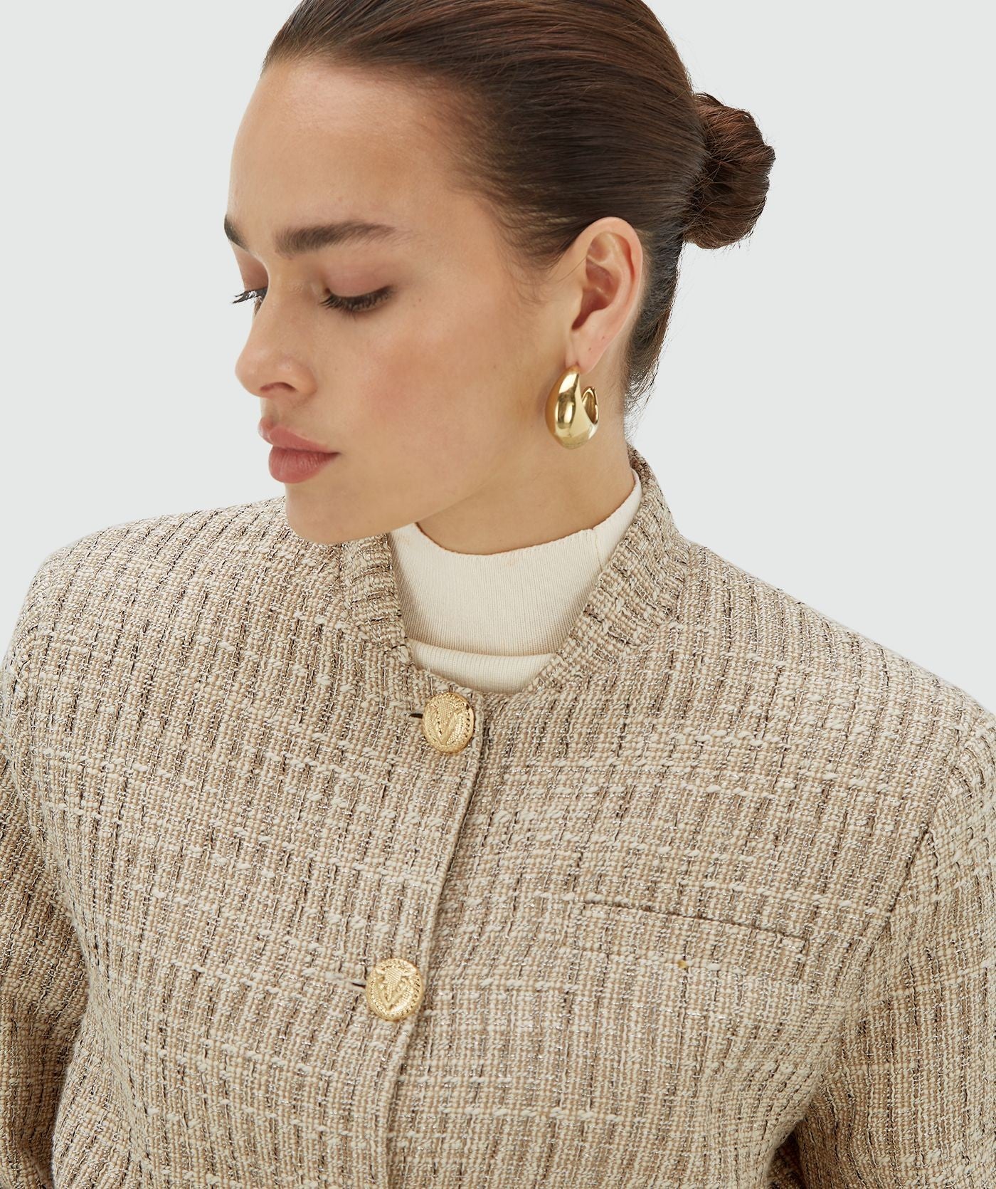 JUNIA regular bomber jacket met lurex - light ecru