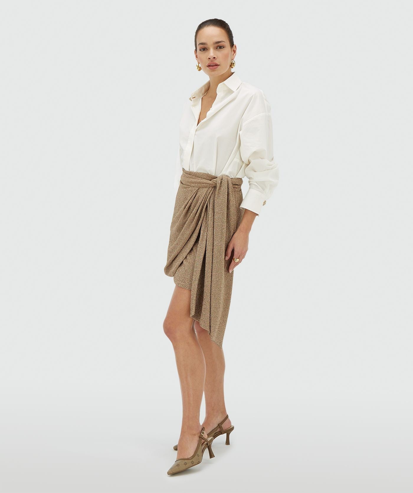 CAMEO high waisted rok met glitter - dark gold