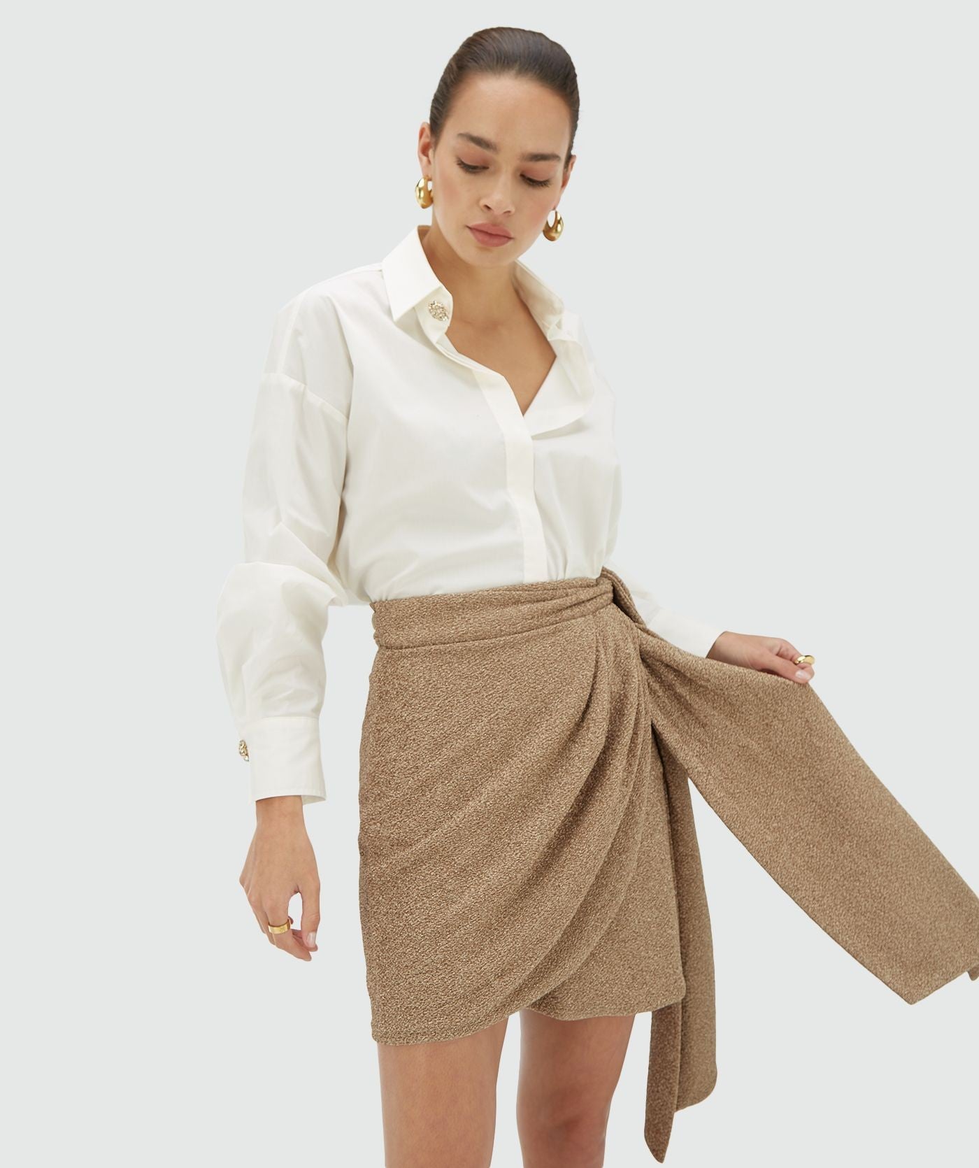 CAMEO high waisted rok met glitter - dark gold