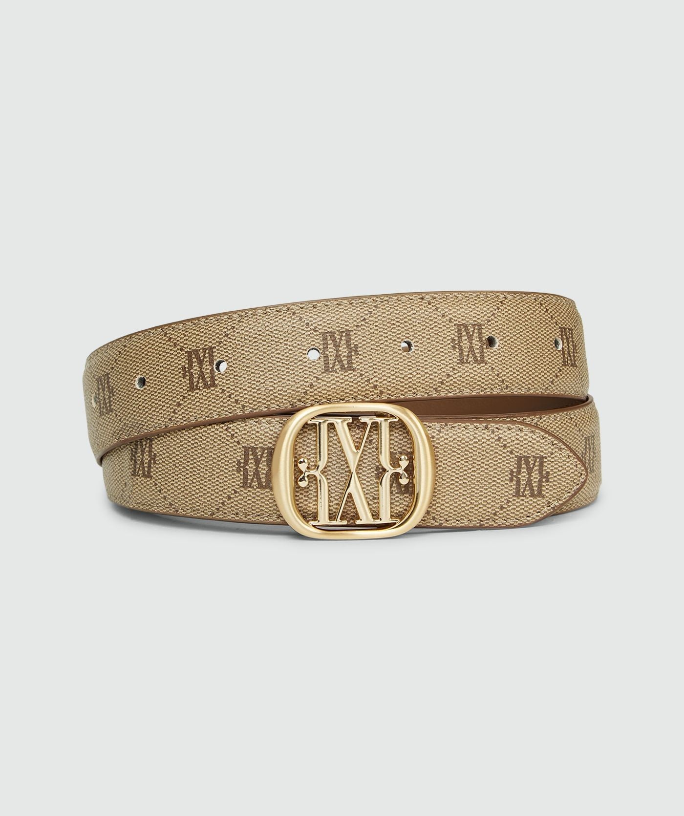 PERRI riem met logoprint - mink mid brown
