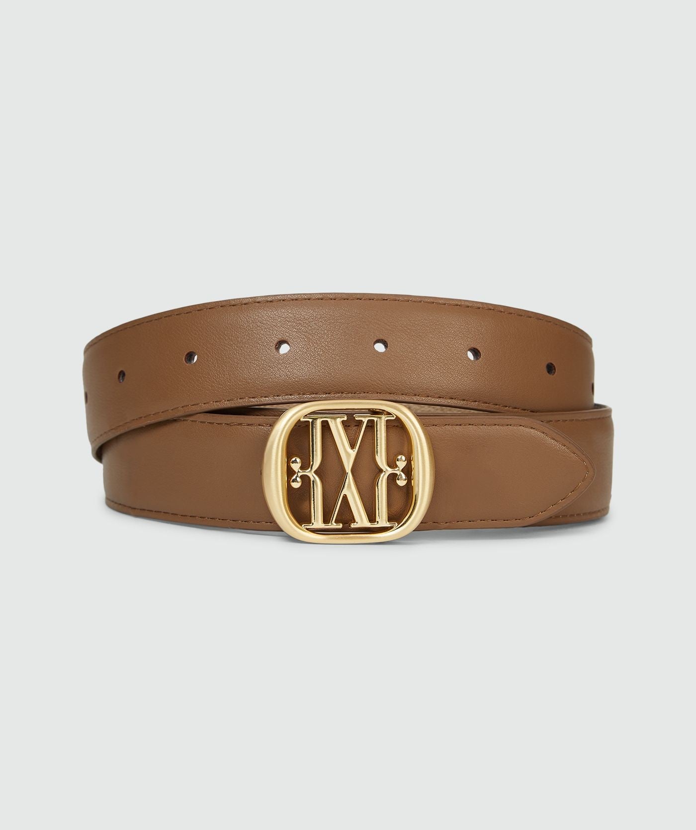 PERRI riem met logoprint - mink mid brown
