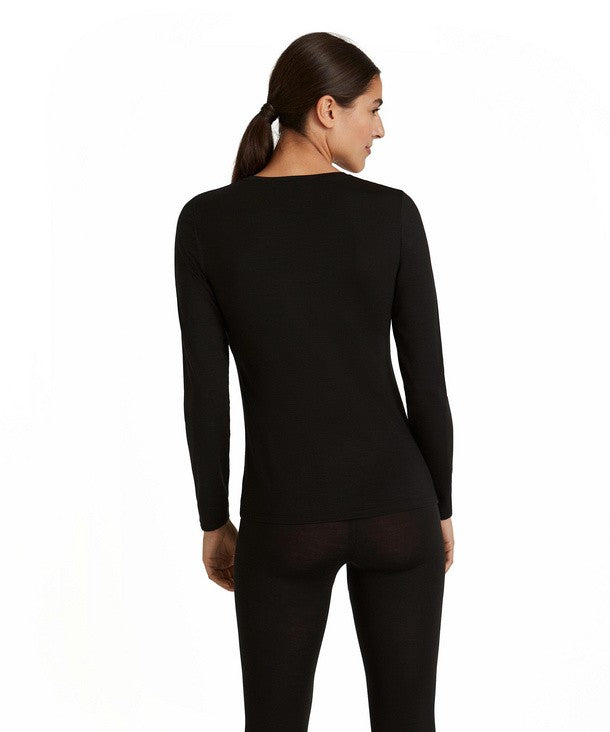 Falke Daily ClimaWool longsleeve (69055, kleur 3000 Zwart)