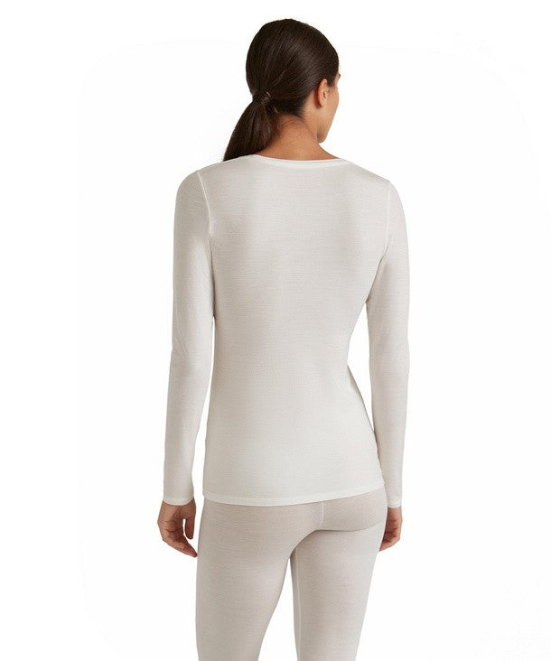 FALKE Damesshirt lange mouw Daily ClimaWool (69055/2040 off white)