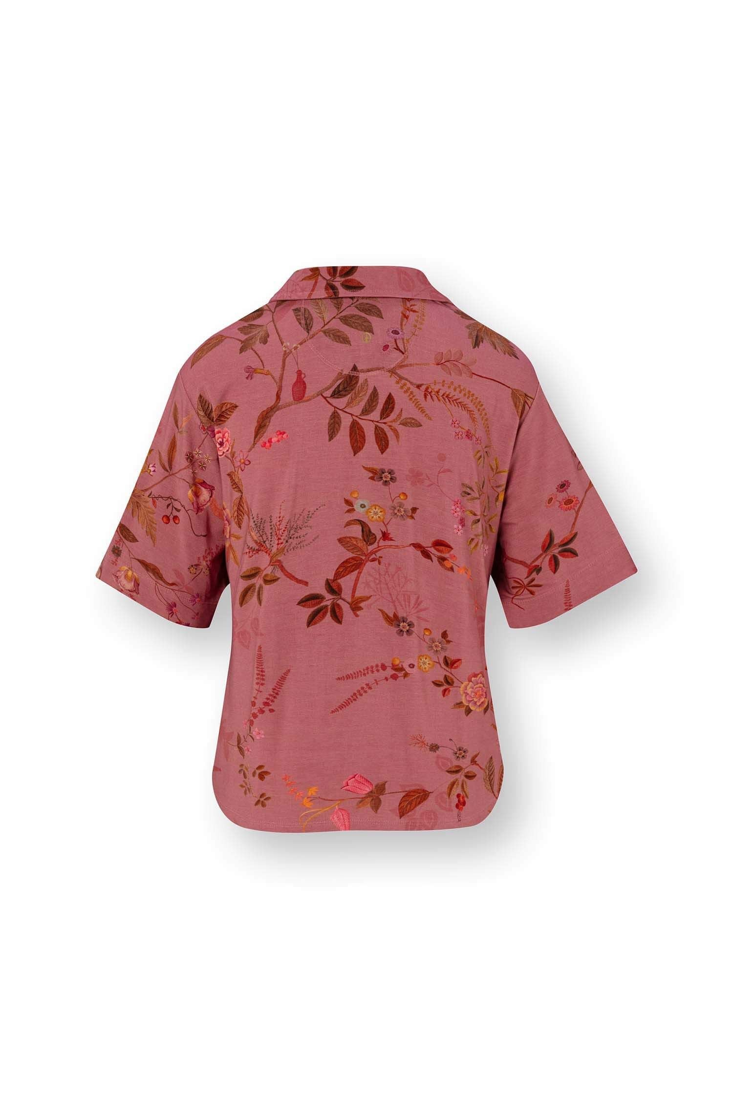 Flora Top Korte Mouw Bodhi Flower Donkerroze