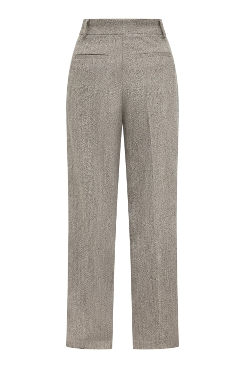 Wijde pantalon van visgraatstof