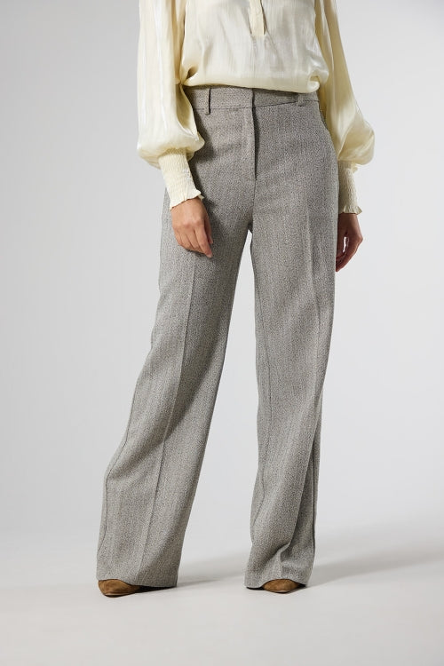 Wijde pantalon van visgraatstof