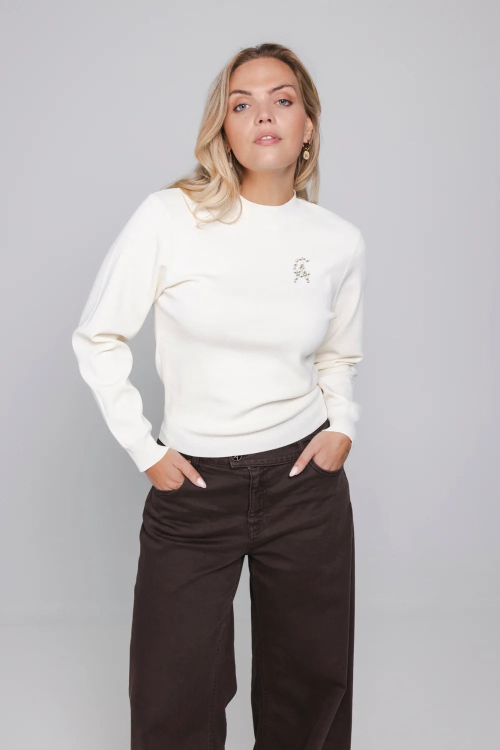 Rinae Knit Top - Warm Ivory