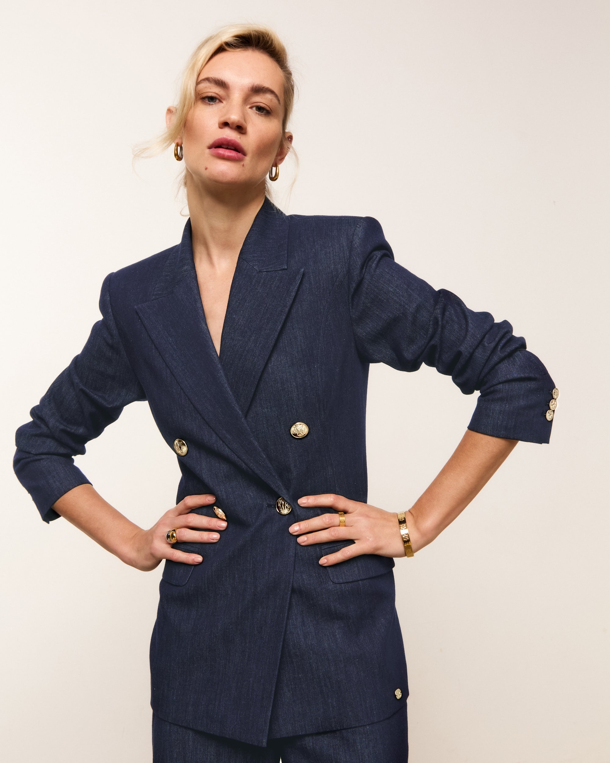 JV-BLUEBELL fitted blazer - dark blue chambray