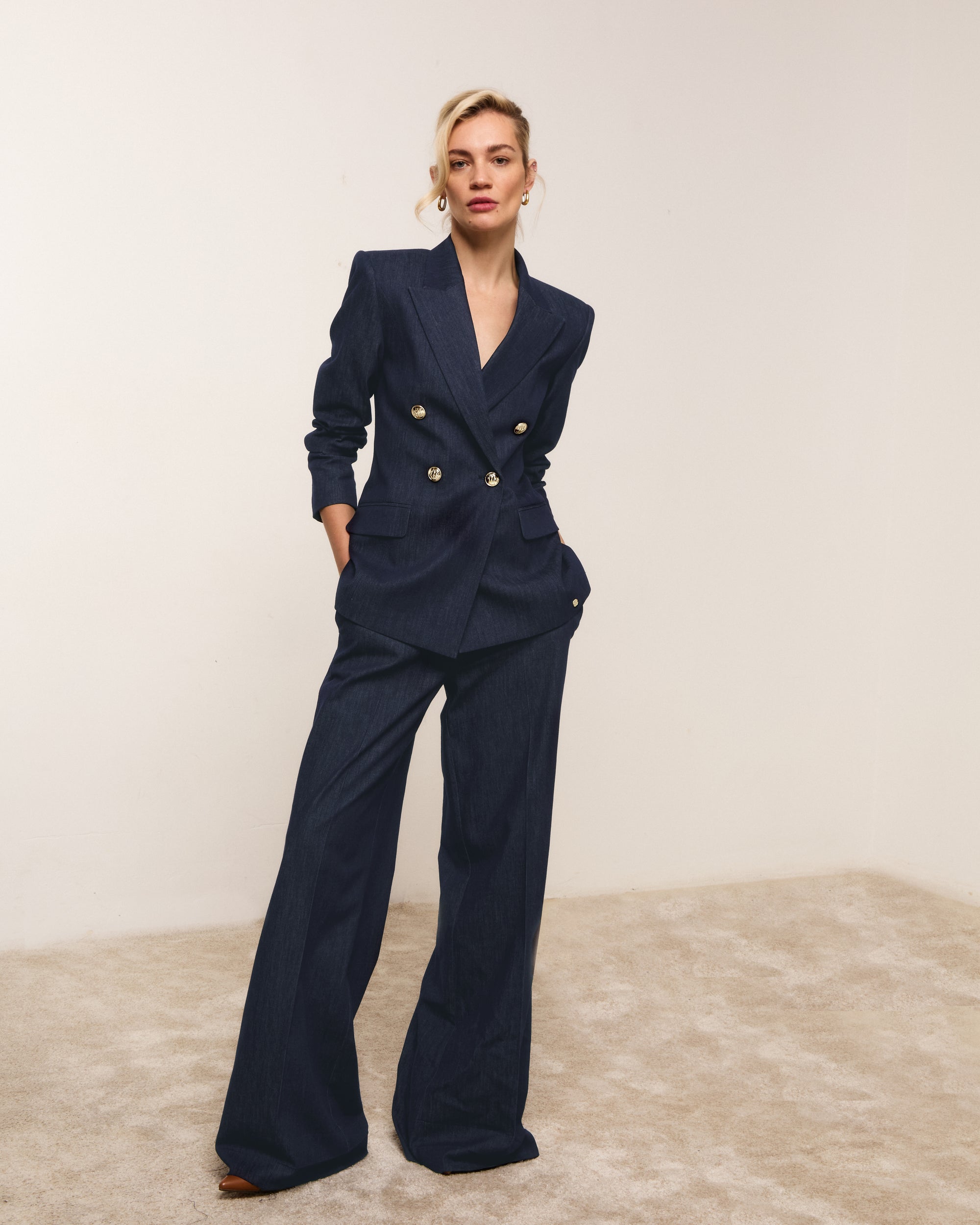 JV-BLUEBELL fitted blazer - dark blue chambray