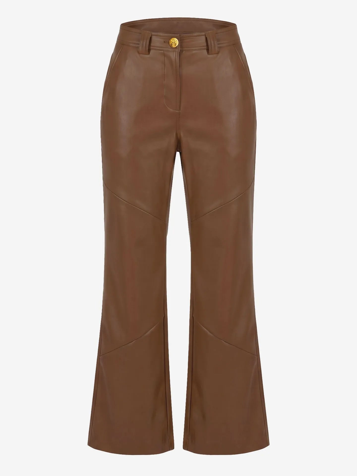 Jessy Pants Vegan leren broek met wide leg fit bali brown