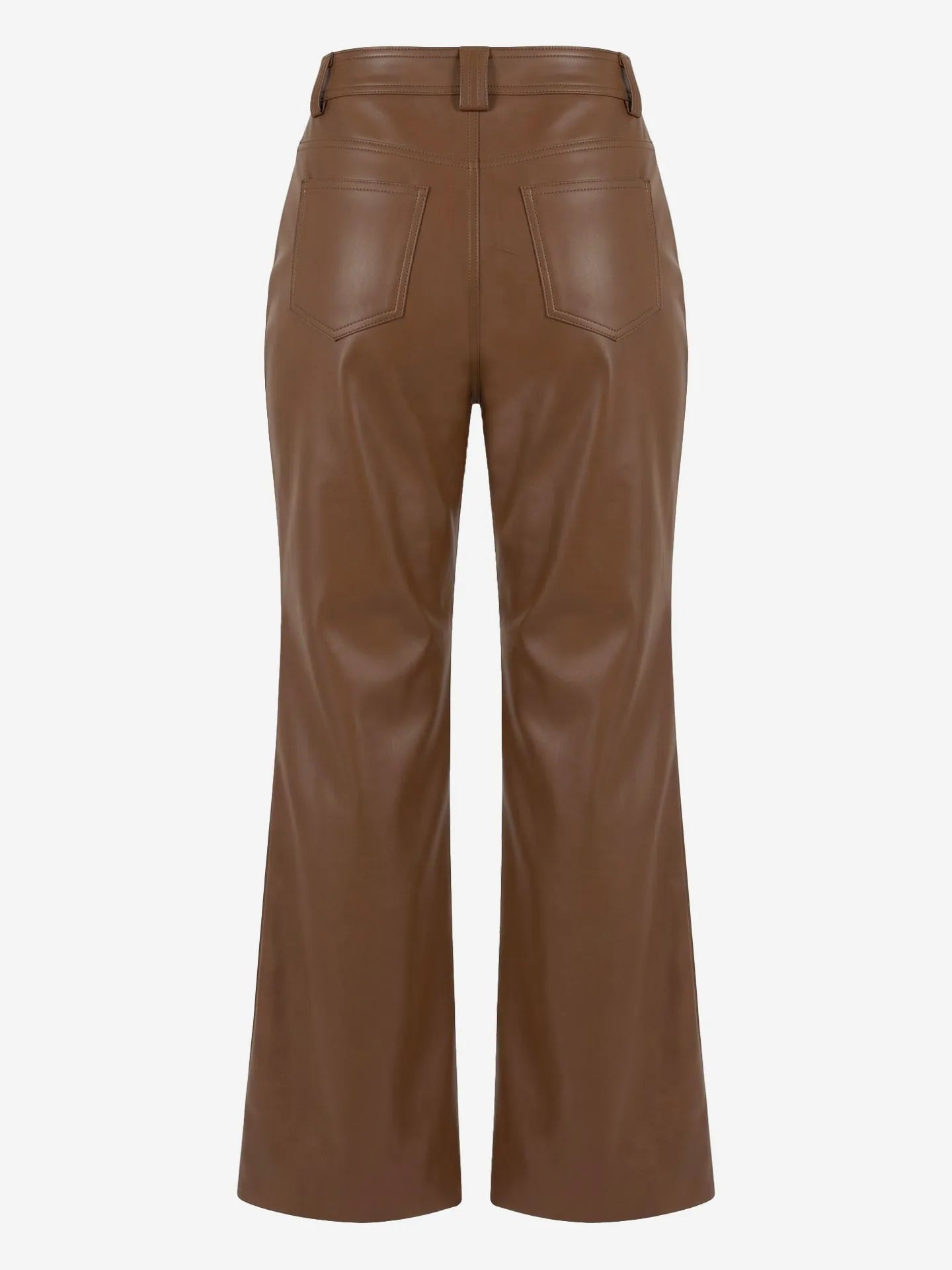 Jessy Pants Vegan leren broek met wide leg fit bali brown