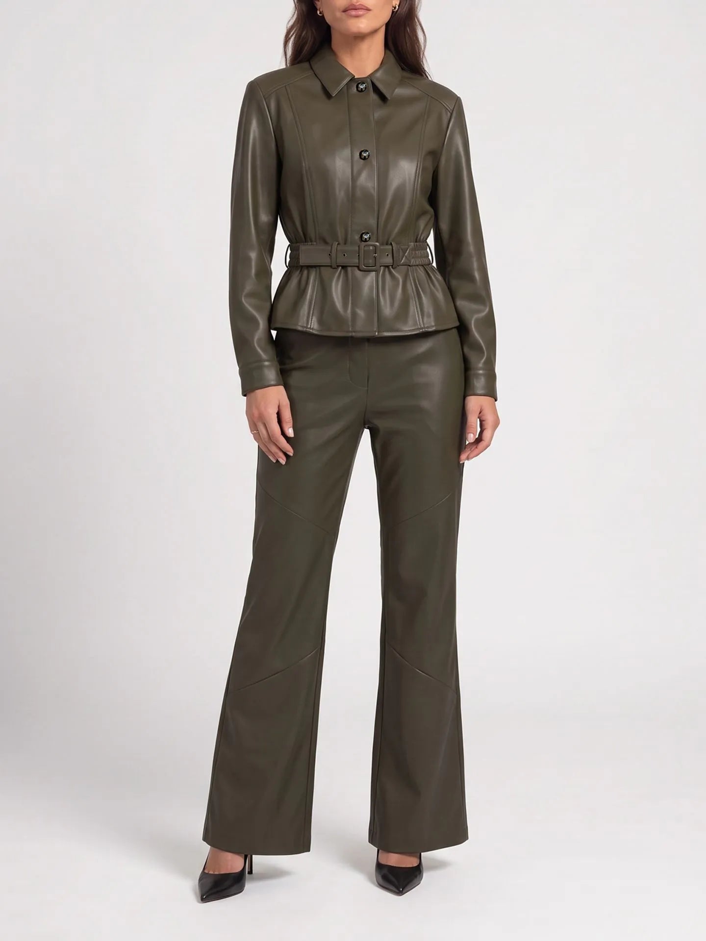Jessy Pants Vegan leren broek met wide leg fit