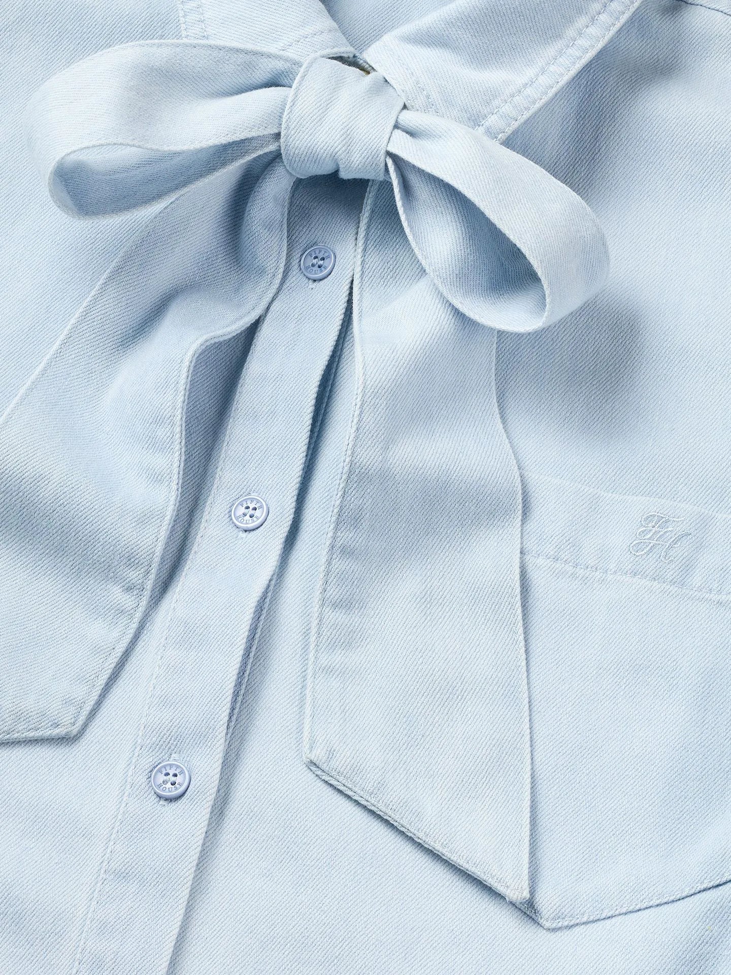 Denim blouse met strikdetail