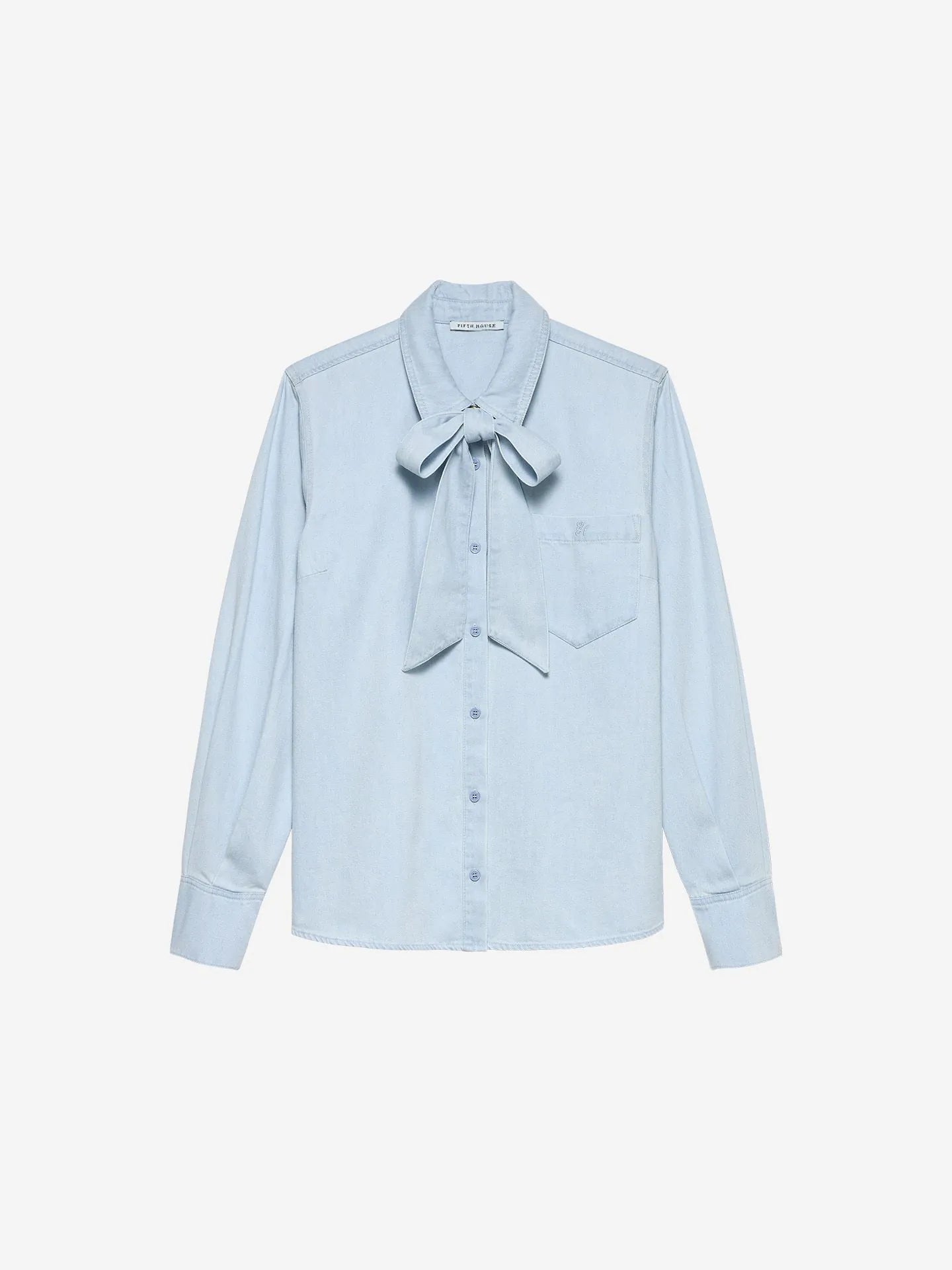 Denim blouse met strikdetail