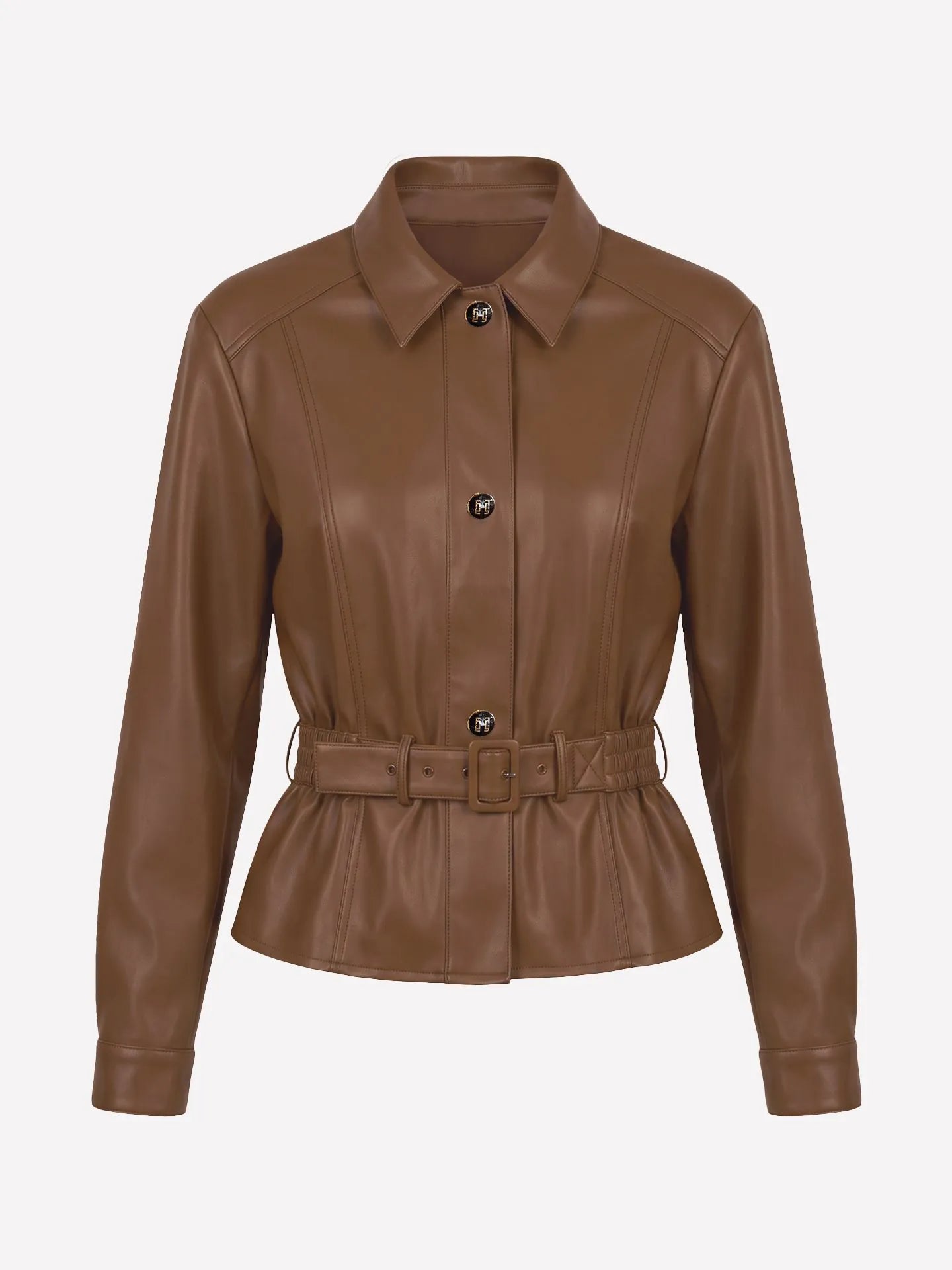 Picar Top Vegan leren top met ceintuur bali brown