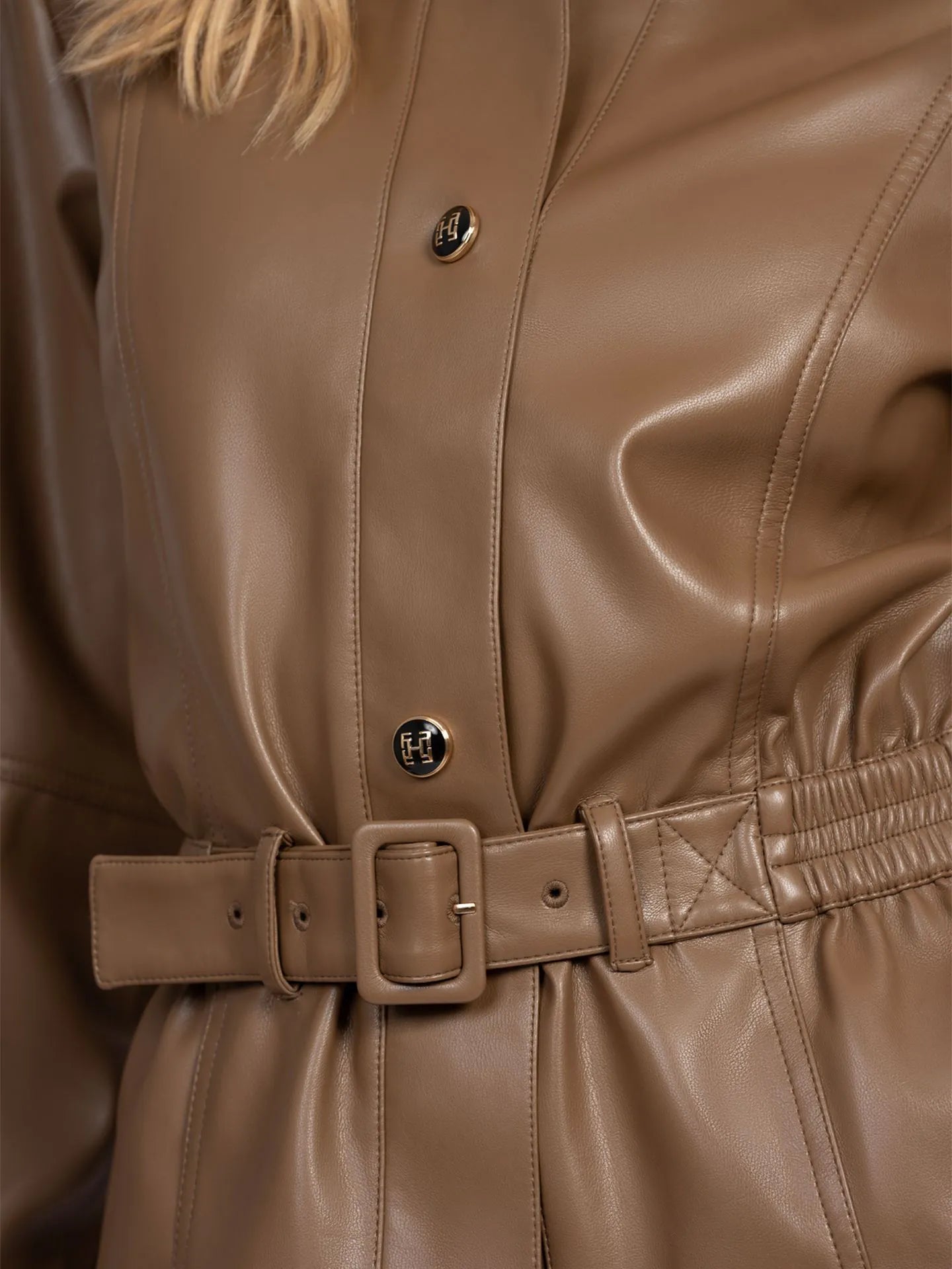 Picar Top Vegan leren top met ceintuur bali brown