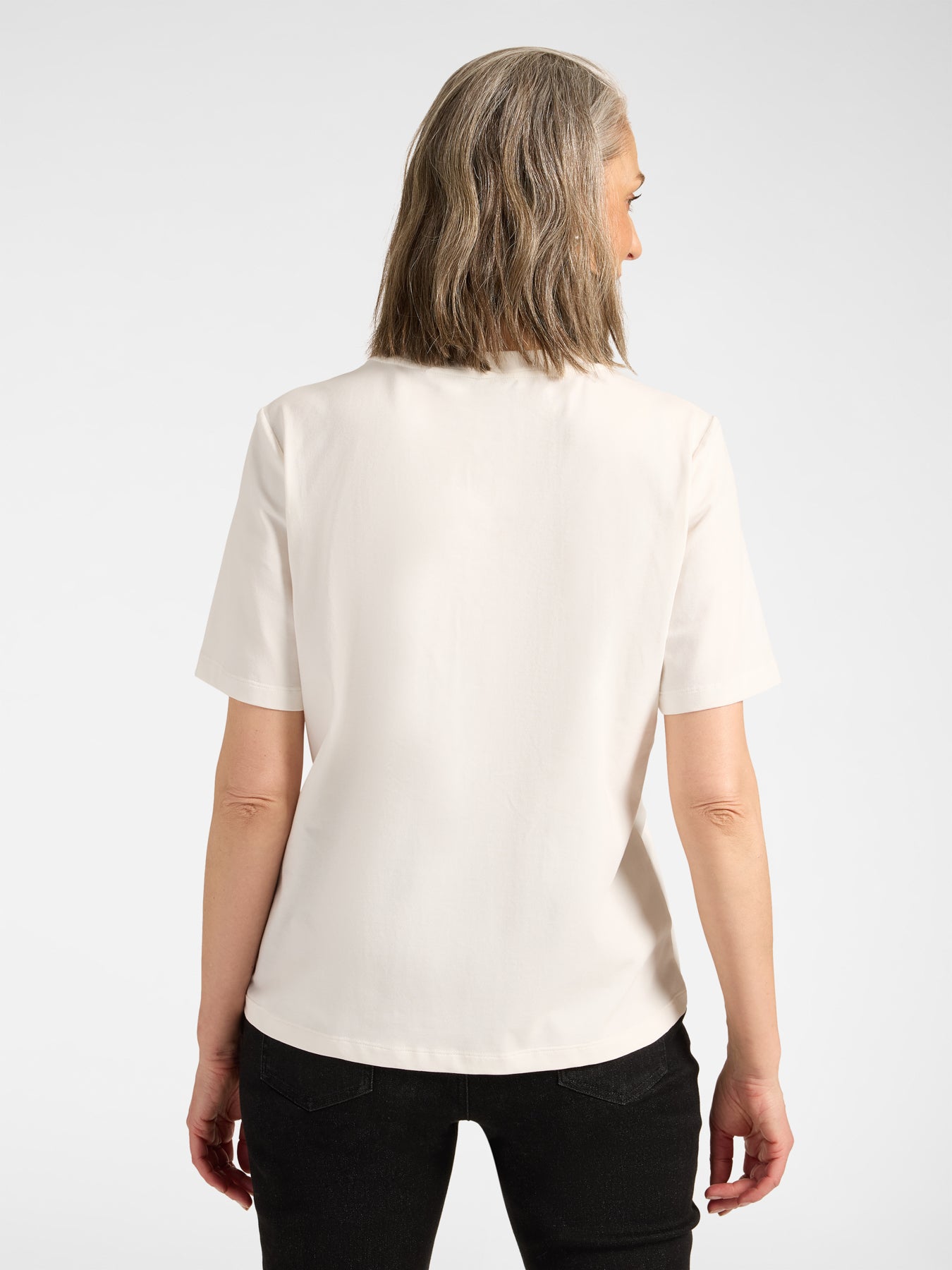 T-shirt met parelapplicatie – Offwhite