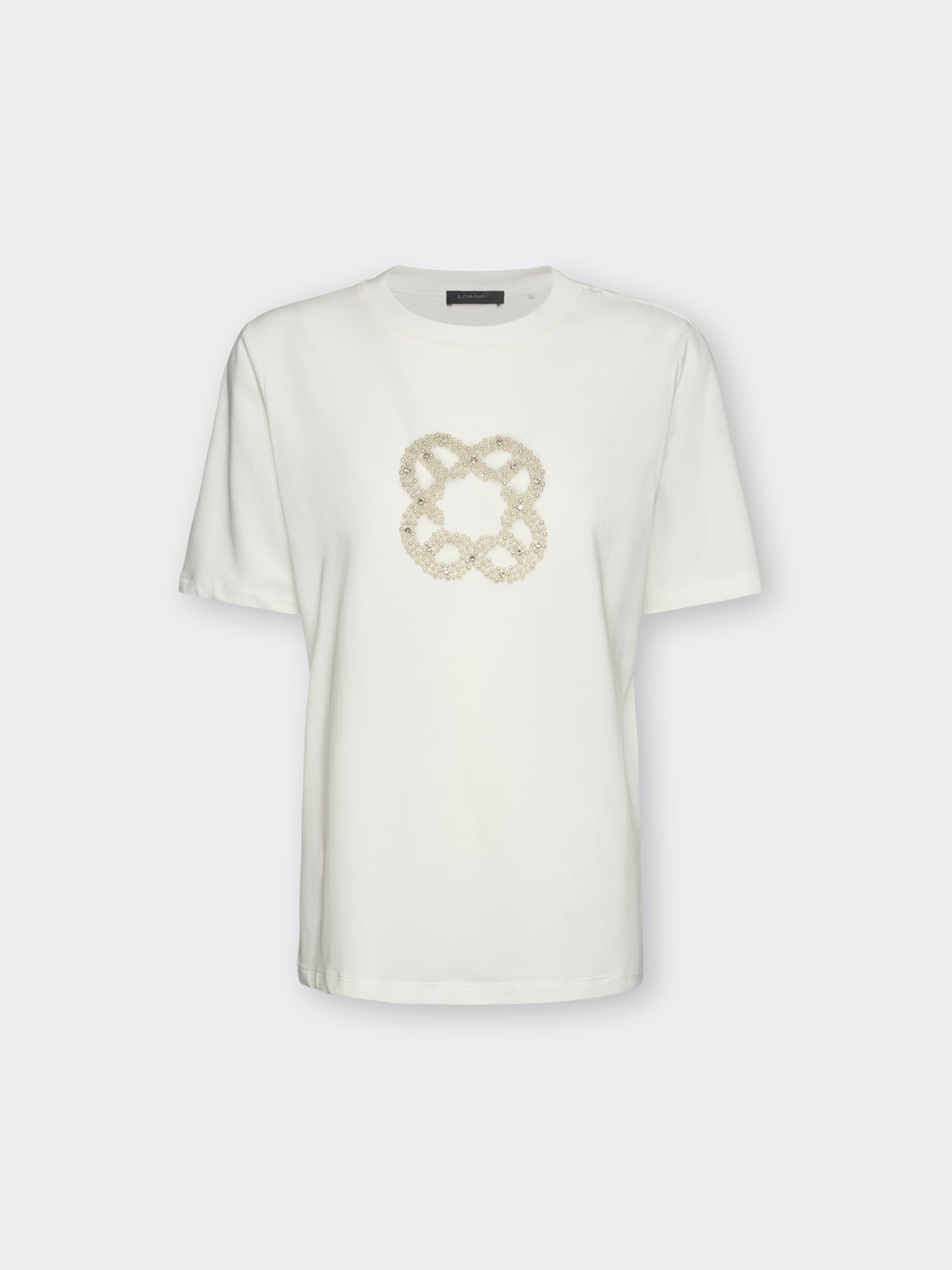 T-shirt met parelapplicatie – Offwhite