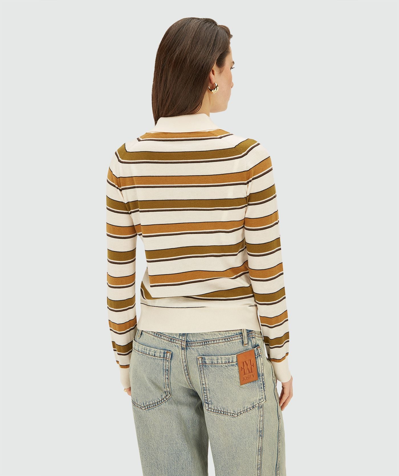AUDREY slim fit trui met strepen - olive green stripe