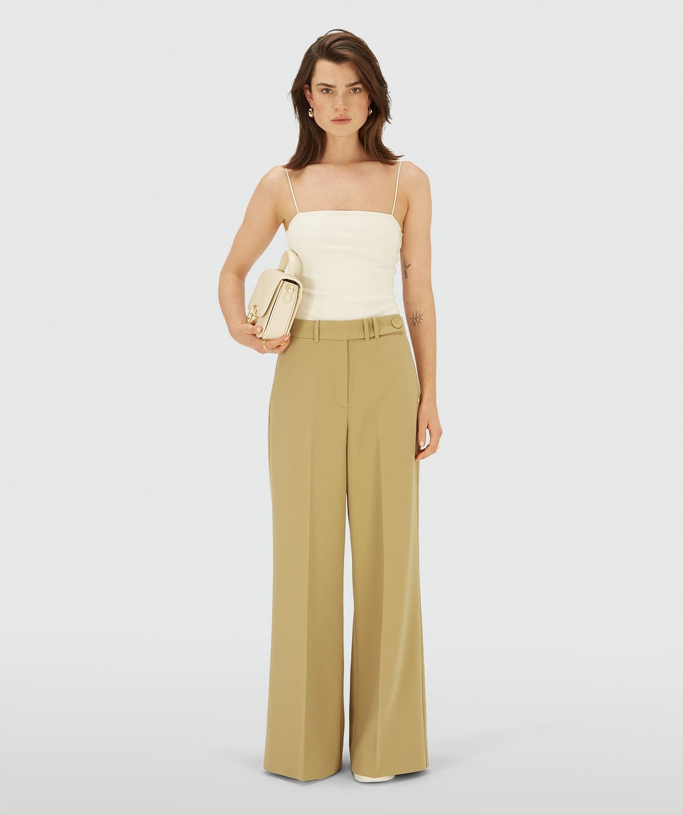 JESSIE high rise wide leg pantalon - mustard yellow