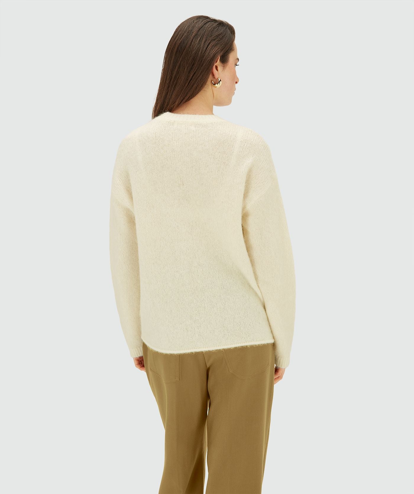 LOREEN oversized sweater met merinowol - light ecru melange