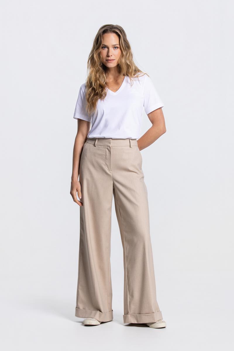 NIENKE WIDE LEG PANTALON IN ZAND