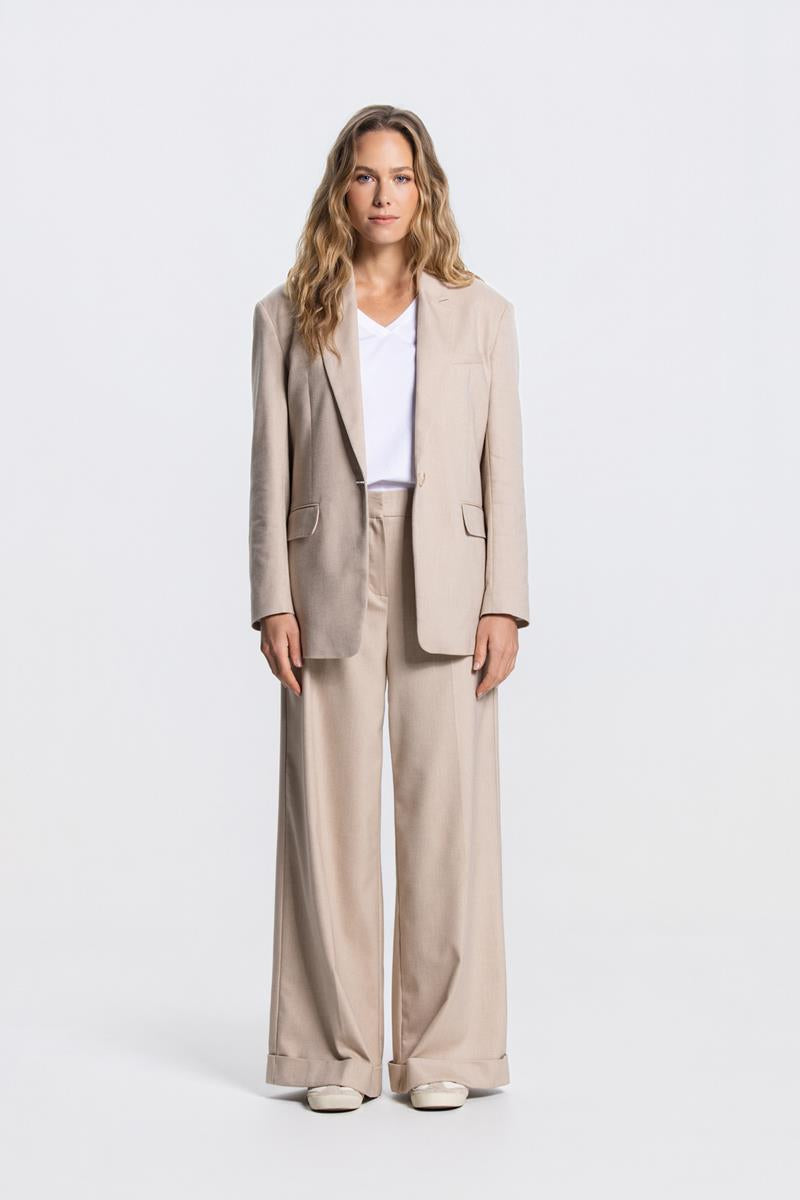 NIENKE WIDE LEG PANTALON IN ZAND