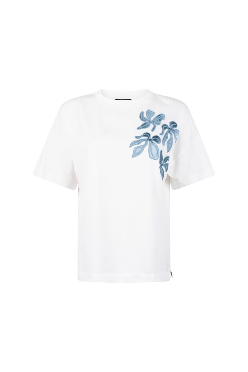 RILEY T-SHIRT MET BLOEMENPRINT IN WIT
