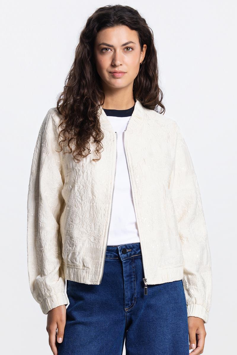 Shanti bomberjasje met glitterdetail – Cream
