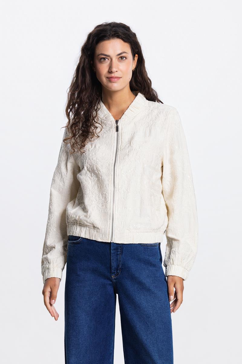 Shanti bomberjasje met glitterdetail – Cream