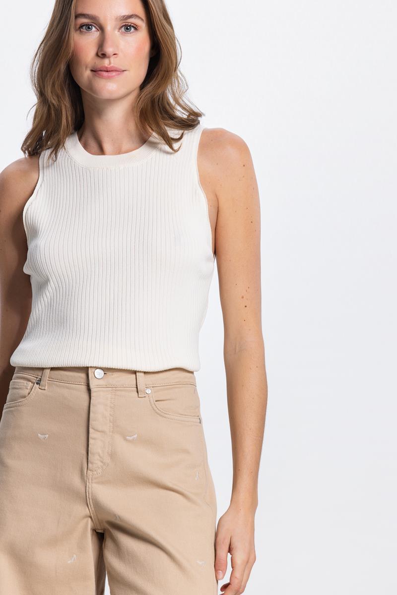 MOISE MOUWLOZE RIB TOP IN CREAM