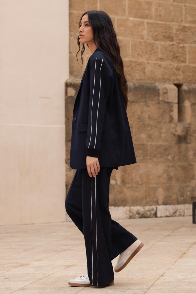 OLIVIA WIDE LEG PANTALON IN DONKERBLAUW