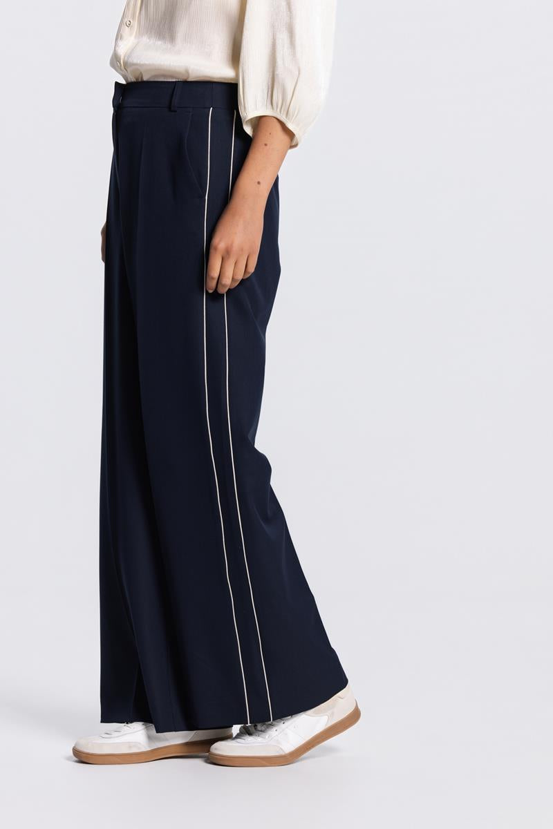 OLIVIA WIDE LEG PANTALON IN DONKERBLAUW
