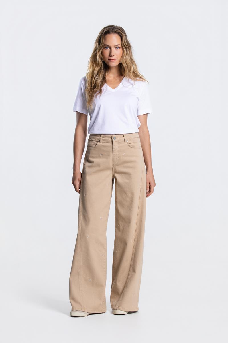 ISABEAU WIDE LEG JEANS IN ZAND