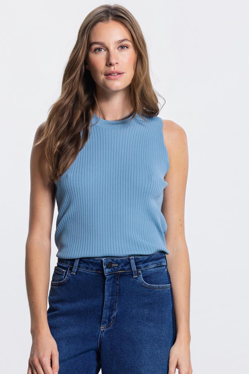 MOISE MOUWLOZE RIB TOP IN AQUAMARIJN