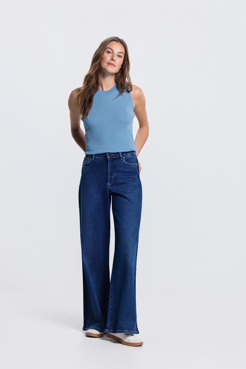 MOISE MOUWLOZE RIB TOP IN AQUAMARIJN