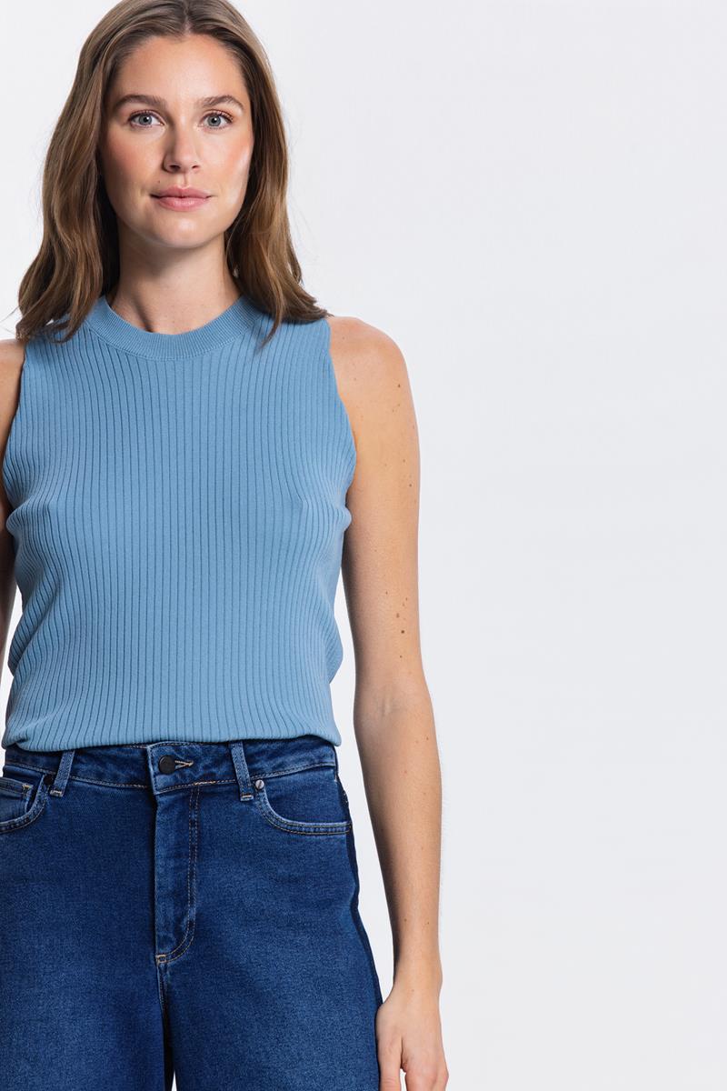 MOISE MOUWLOZE RIB TOP IN AQUAMARIJN