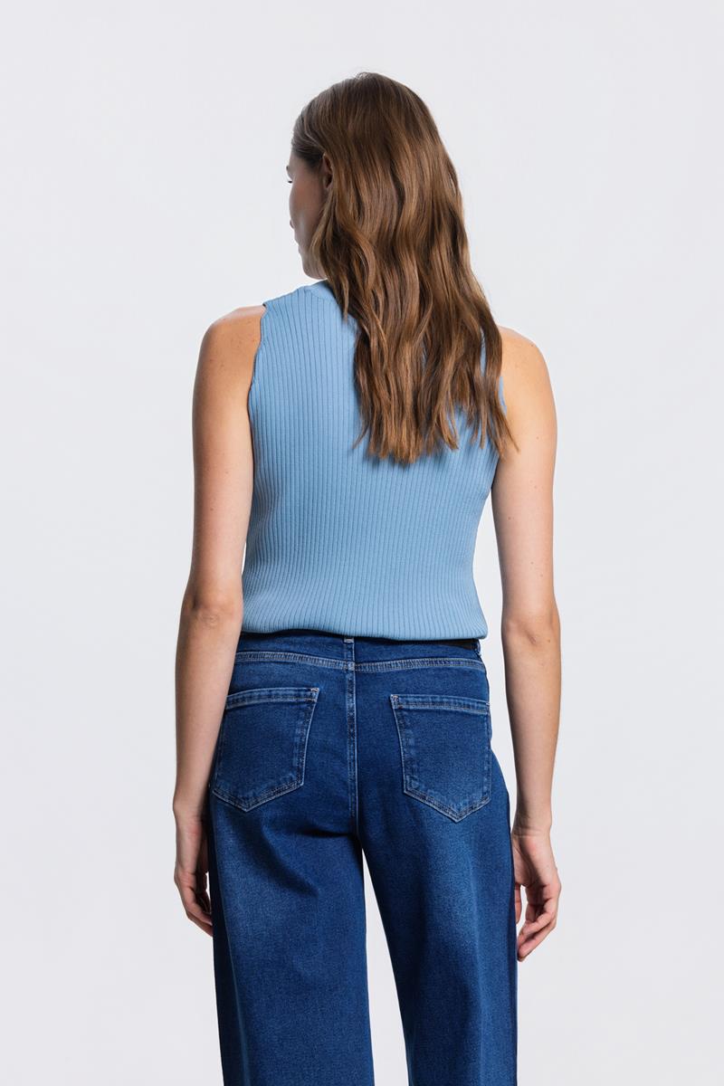 MOISE MOUWLOZE RIB TOP IN AQUAMARIJN