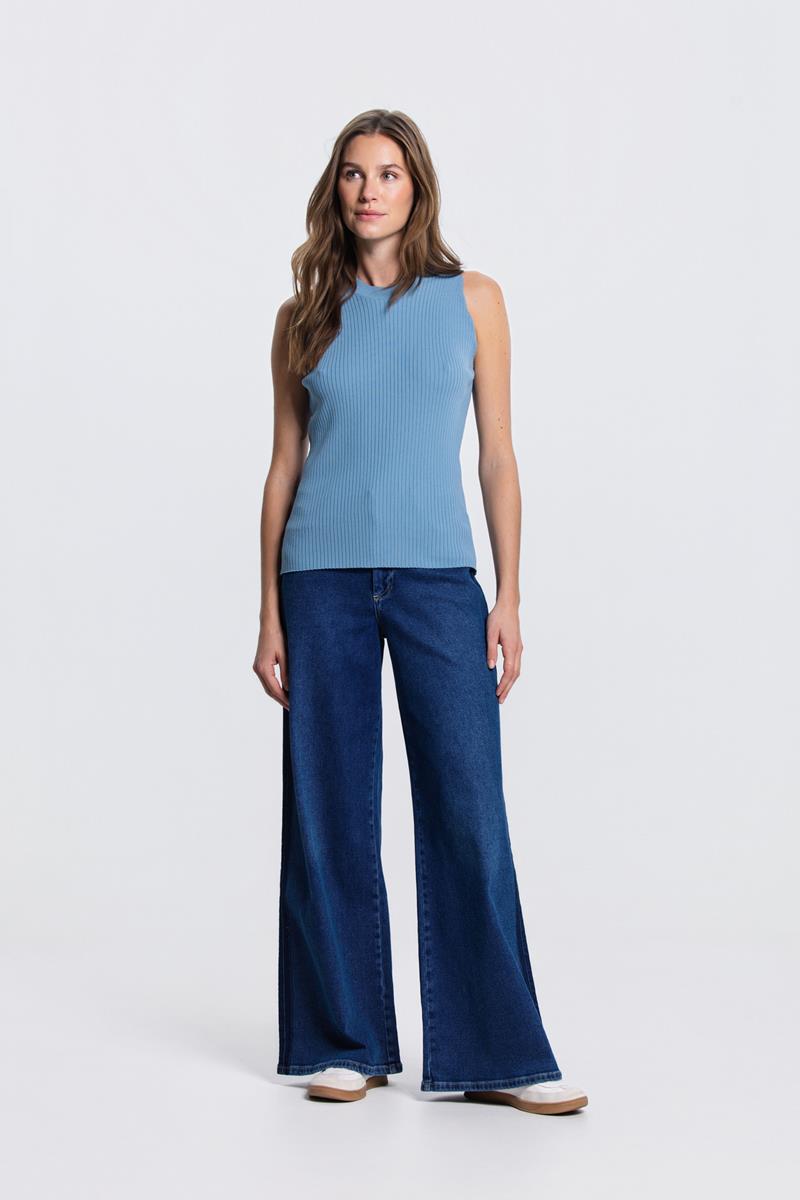 MOISE MOUWLOZE RIB TOP IN AQUAMARIJN