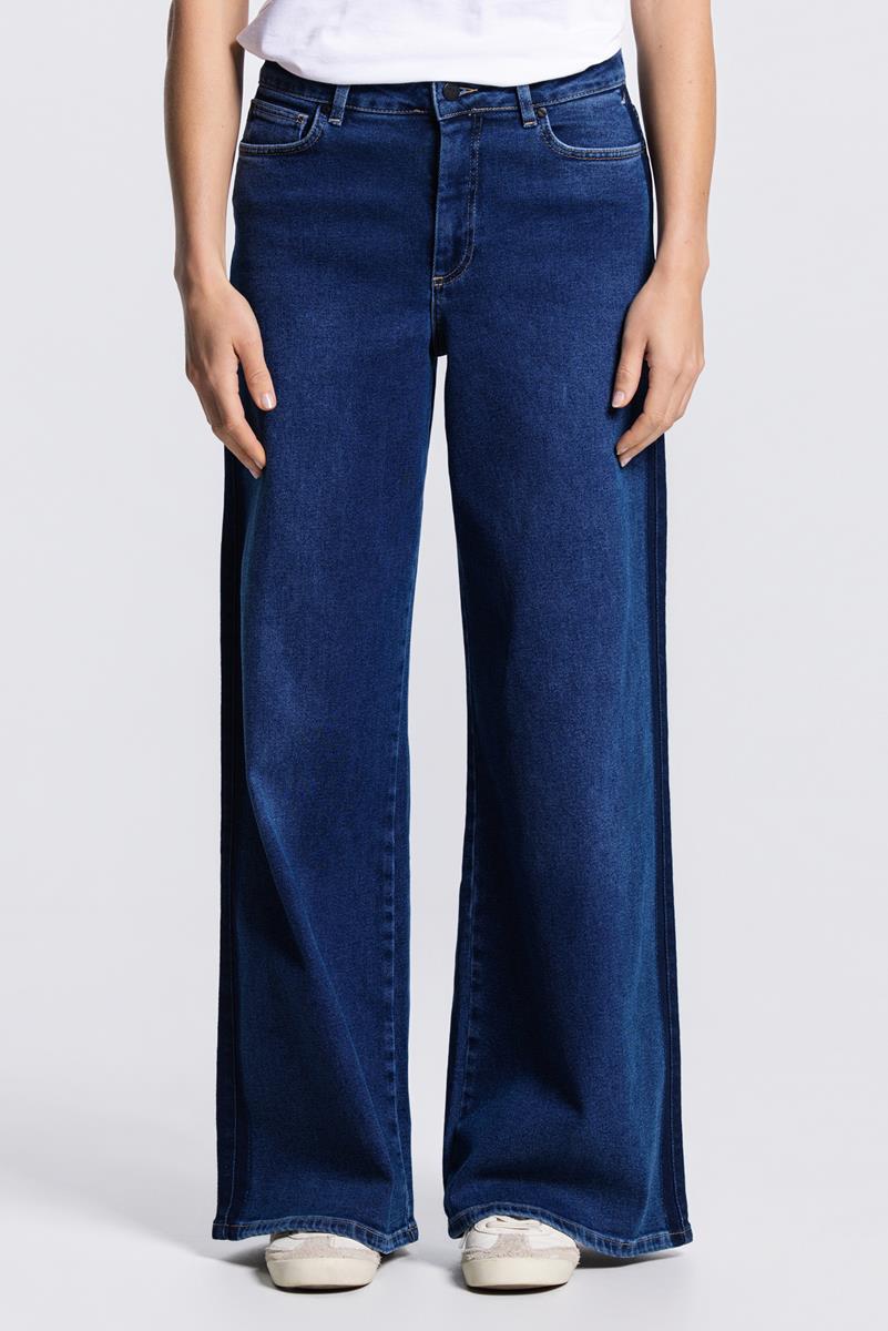 MEADOW WIDE LEG JEANS IN DONKERBLAUW