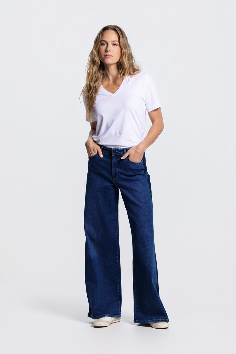 MEADOW WIDE LEG JEANS IN DONKERBLAUW