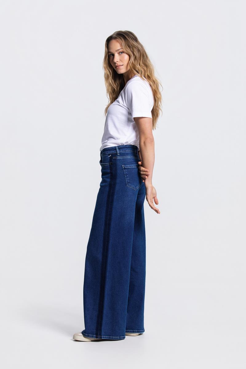 MEADOW WIDE LEG JEANS IN DONKERBLAUW