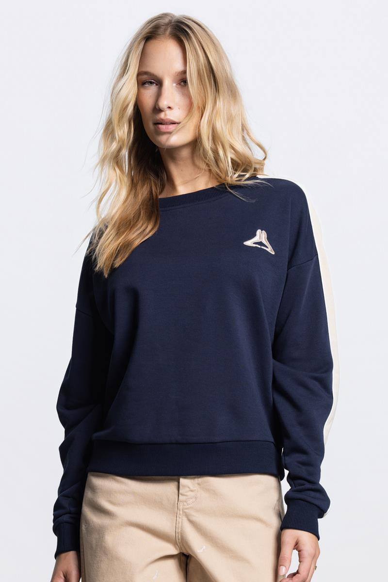 MARITH SWEATER MET LOGO IN DONKERBLAUW
