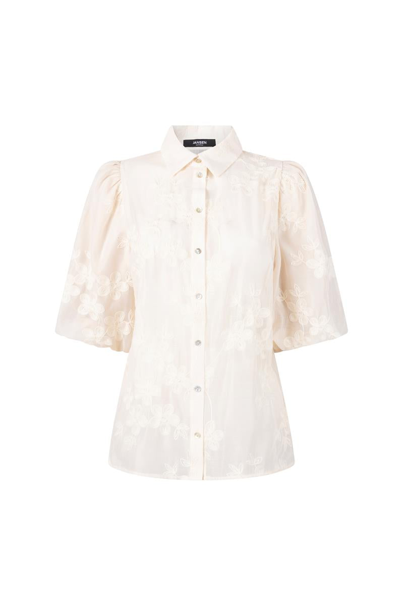 PRIYA BLOUSE MET 3D BLOEMENPRINT IN CREAM